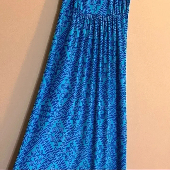 Apt 9 Womens Dress XS Sleeveless Maxi Blue Aztec Tribal Print Keyhole Neck - Picture 4 of 11
